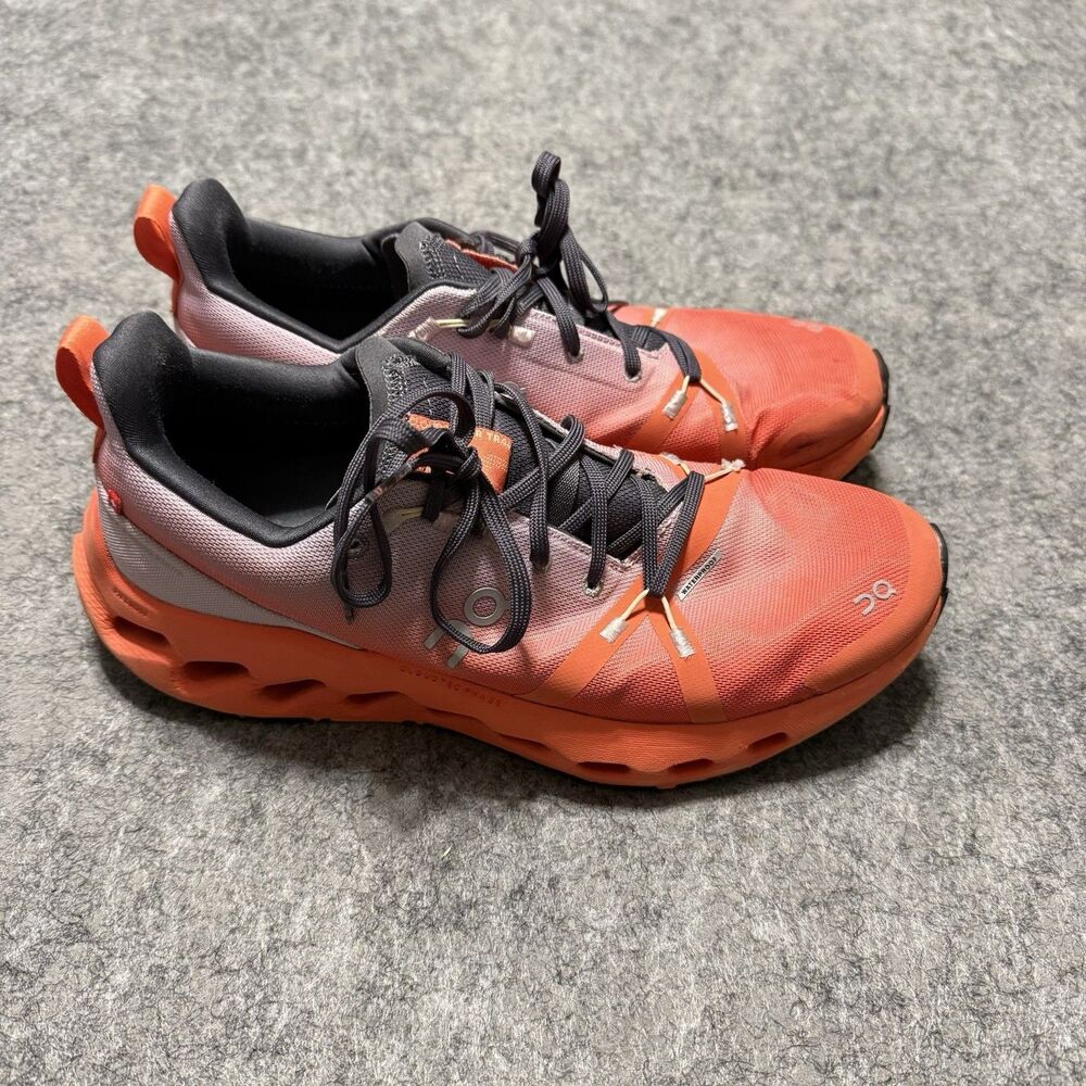 On Cloudsurfer Trail Waterproof Flame Dustrose Running Shoes Womens US Size 10